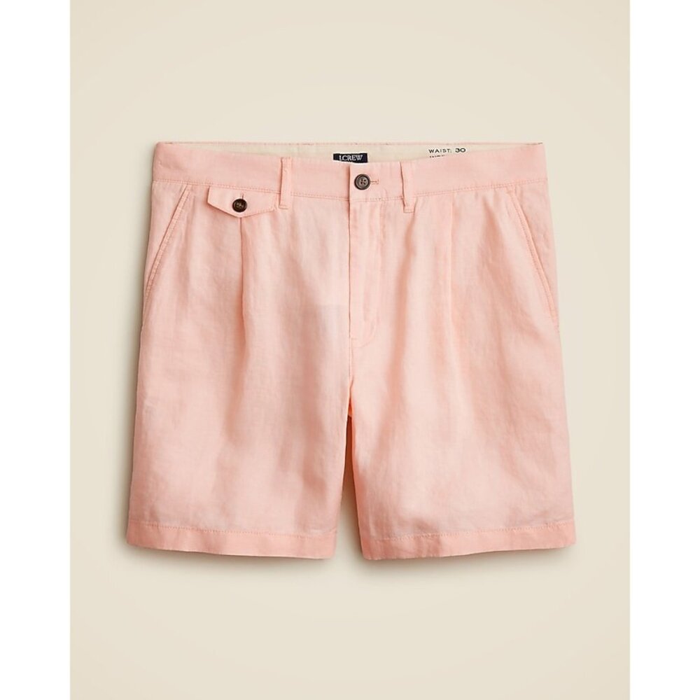 NWT J. Crew 7.5" Pleated Linen Shorts in Pink 35
